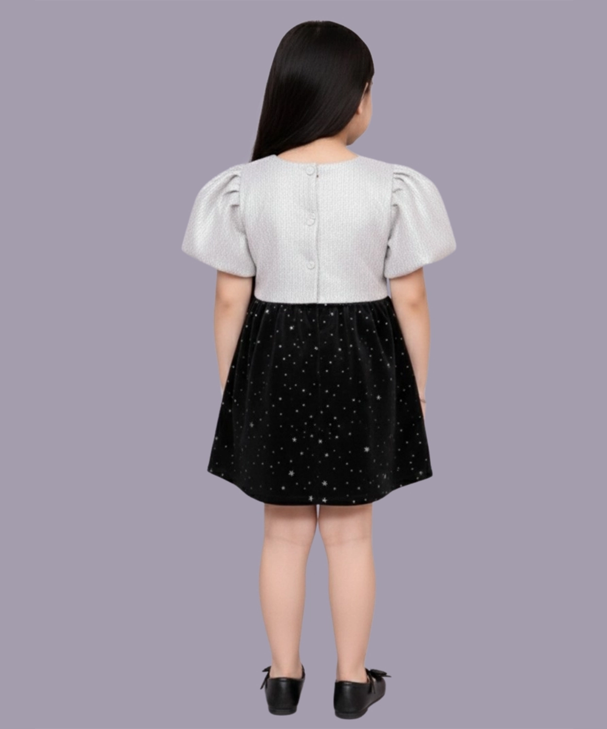 Glam up Girls Party White Top with Black Skirt