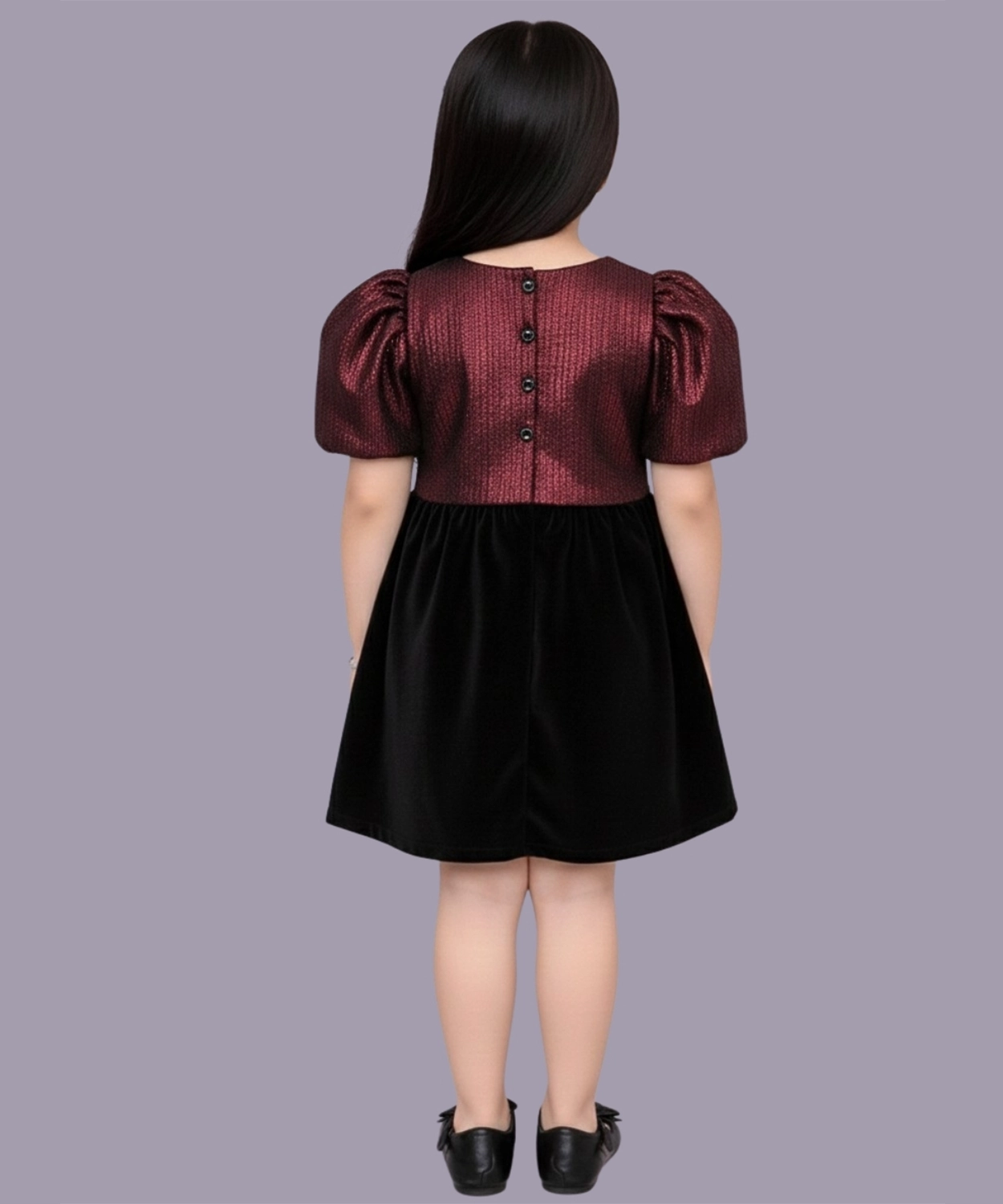 Glam up Girls Party Maroon Top with Black Skirt