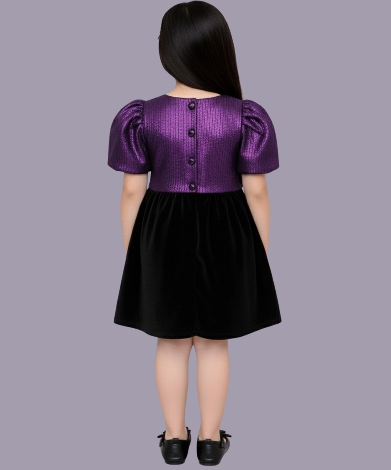 Glam up Girls Party Violet Top with Black Skirt