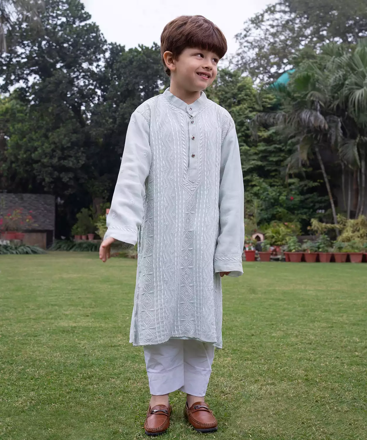 Hand Embroidered Gorgette Kurta Featuring Exquisite Full Chikankari Jaal