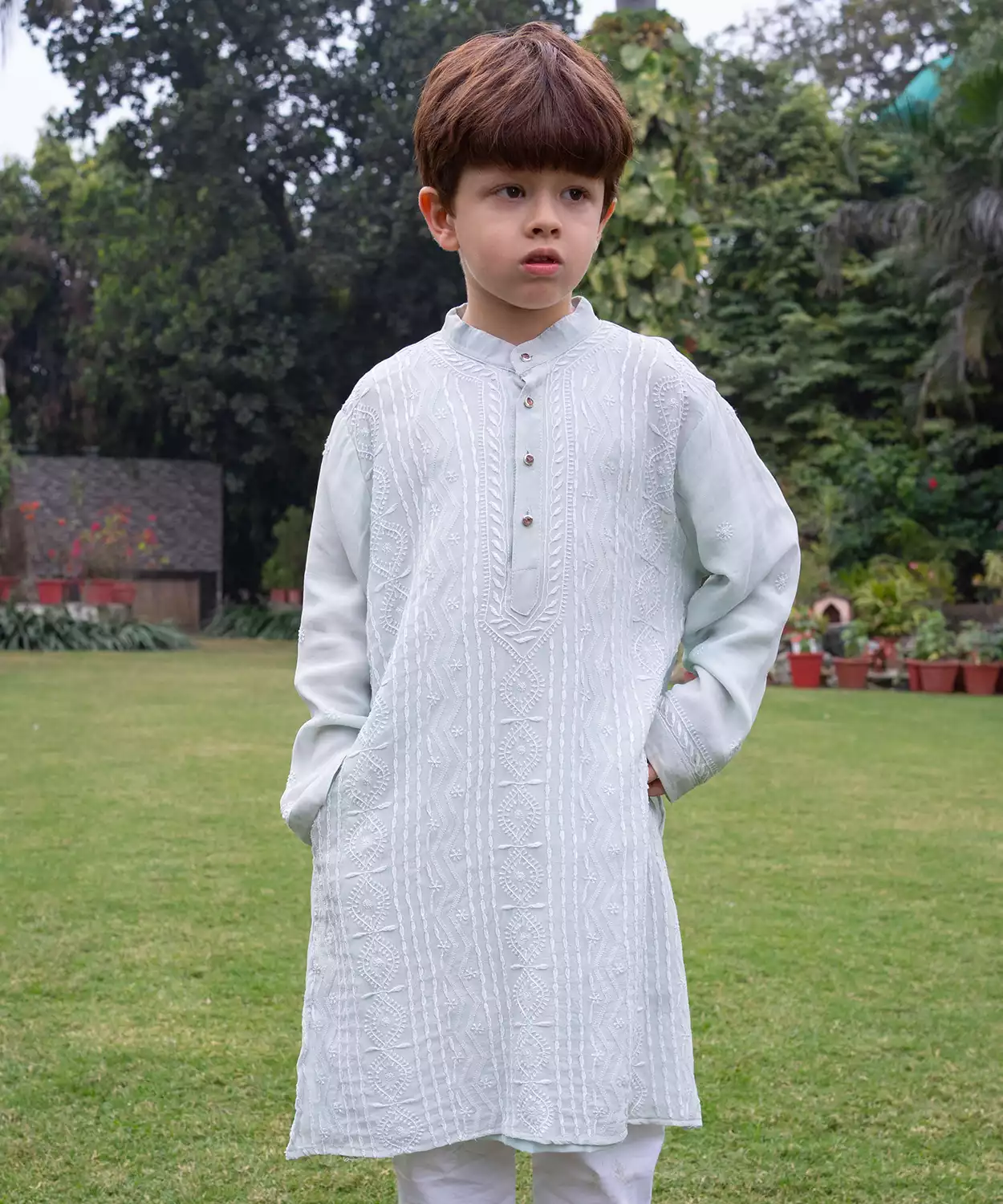 Hand Embroidered Gorgette Kurta Featuring Exquisite Full Chikankari Jaal