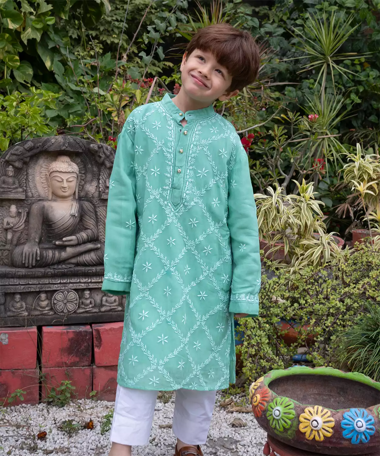 Chikankari Criss Cross Diamond Jaal Kurta