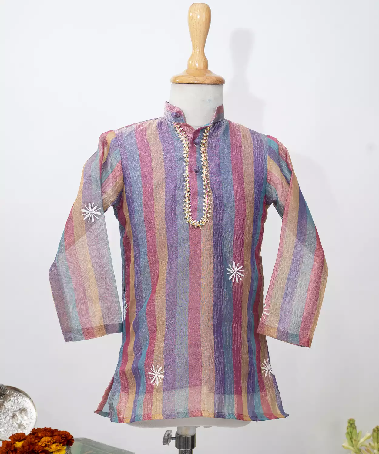 Chikankari Embroidered Multicolour Kurta Set