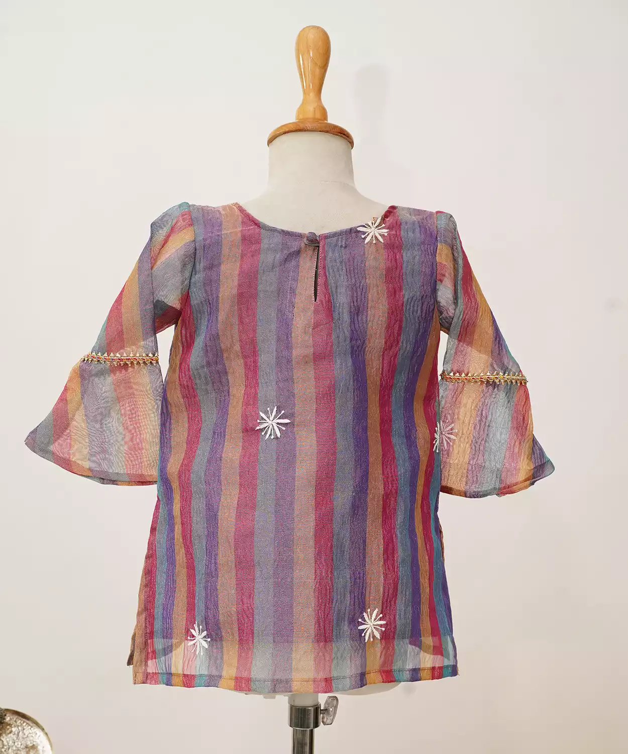 Chikankari Work Tissue Kurta And Tulip Pant Set