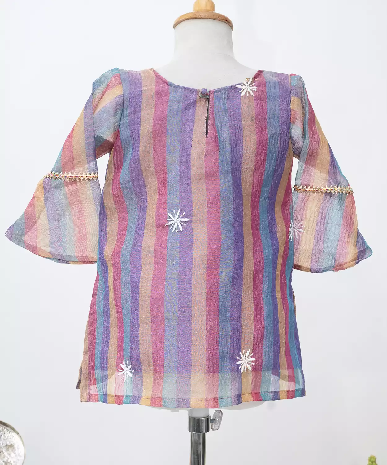 Chikankari Work Tissue Kurta And Tulip Pant Set