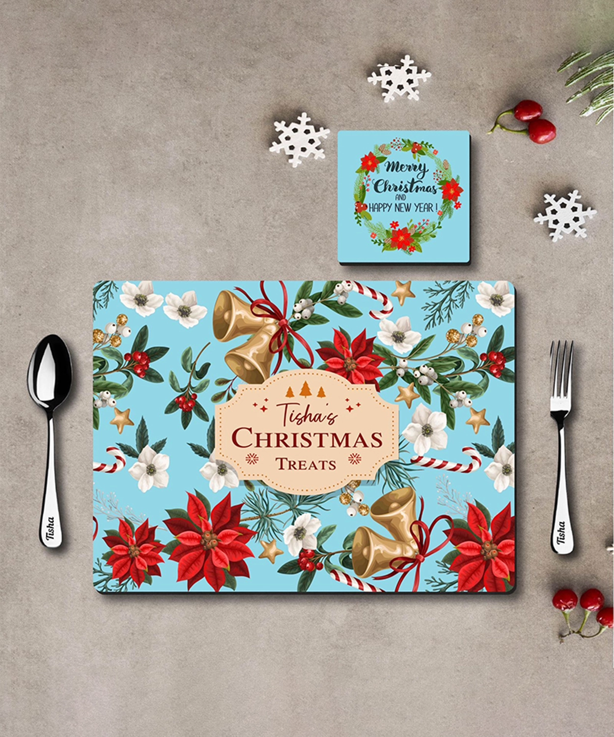 Mat Coaster Set- Jingle Bells