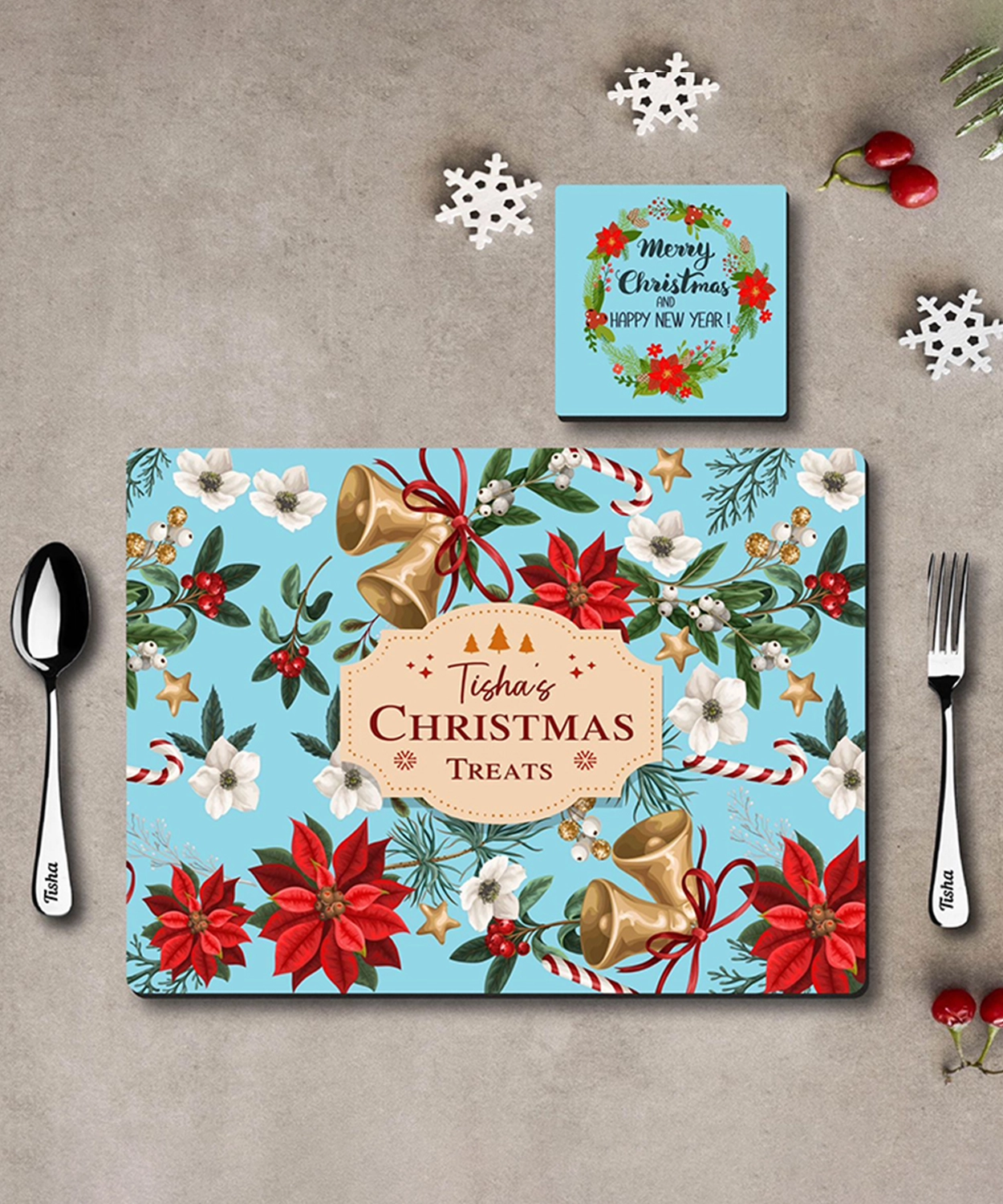 Mat Coaster Set- Jingle Bells