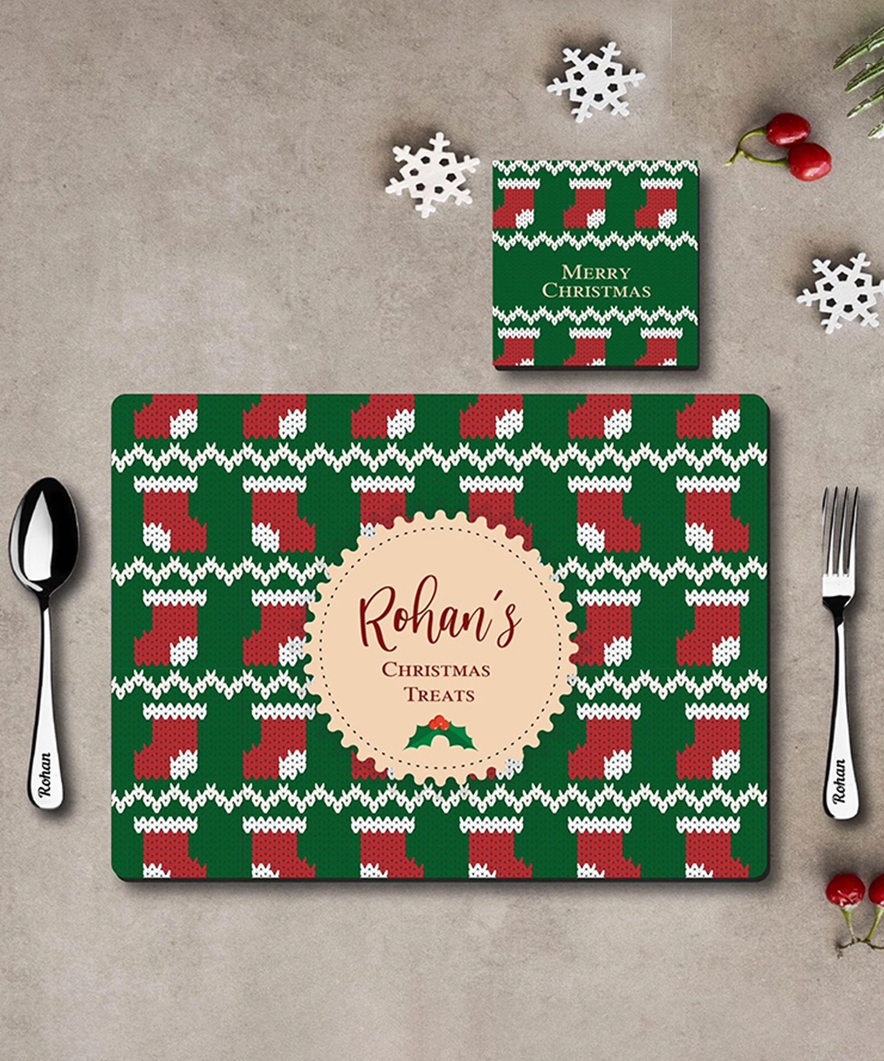 Mat Coaster Set- Stocking