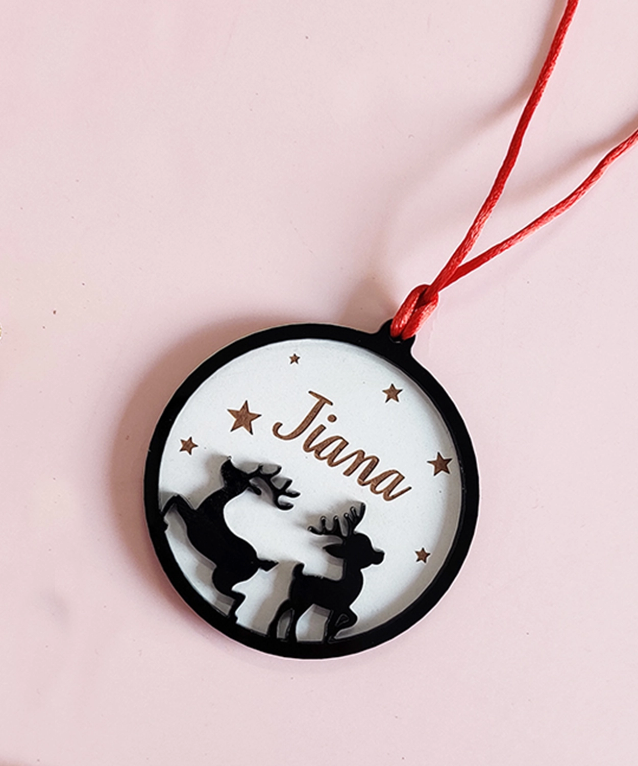 Personalized Christmas Tree Ornaments- Reindeer Design