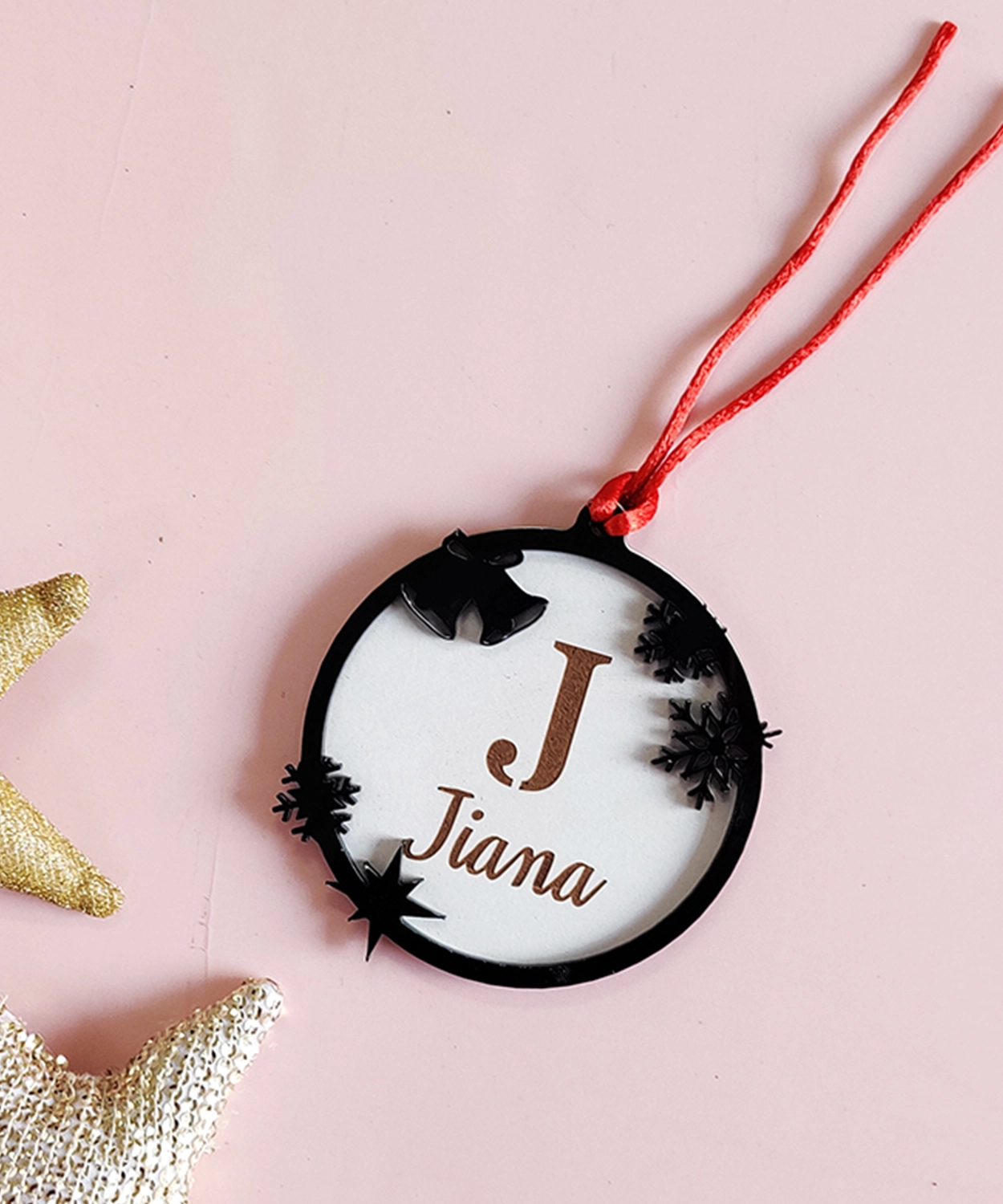 Personalized Christmas Tree Ornaments- Snowflake & Bell Design
