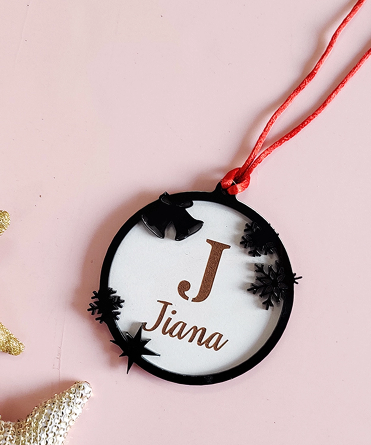 Personalized Christmas Tree Ornaments- Snowflake & Bell Design