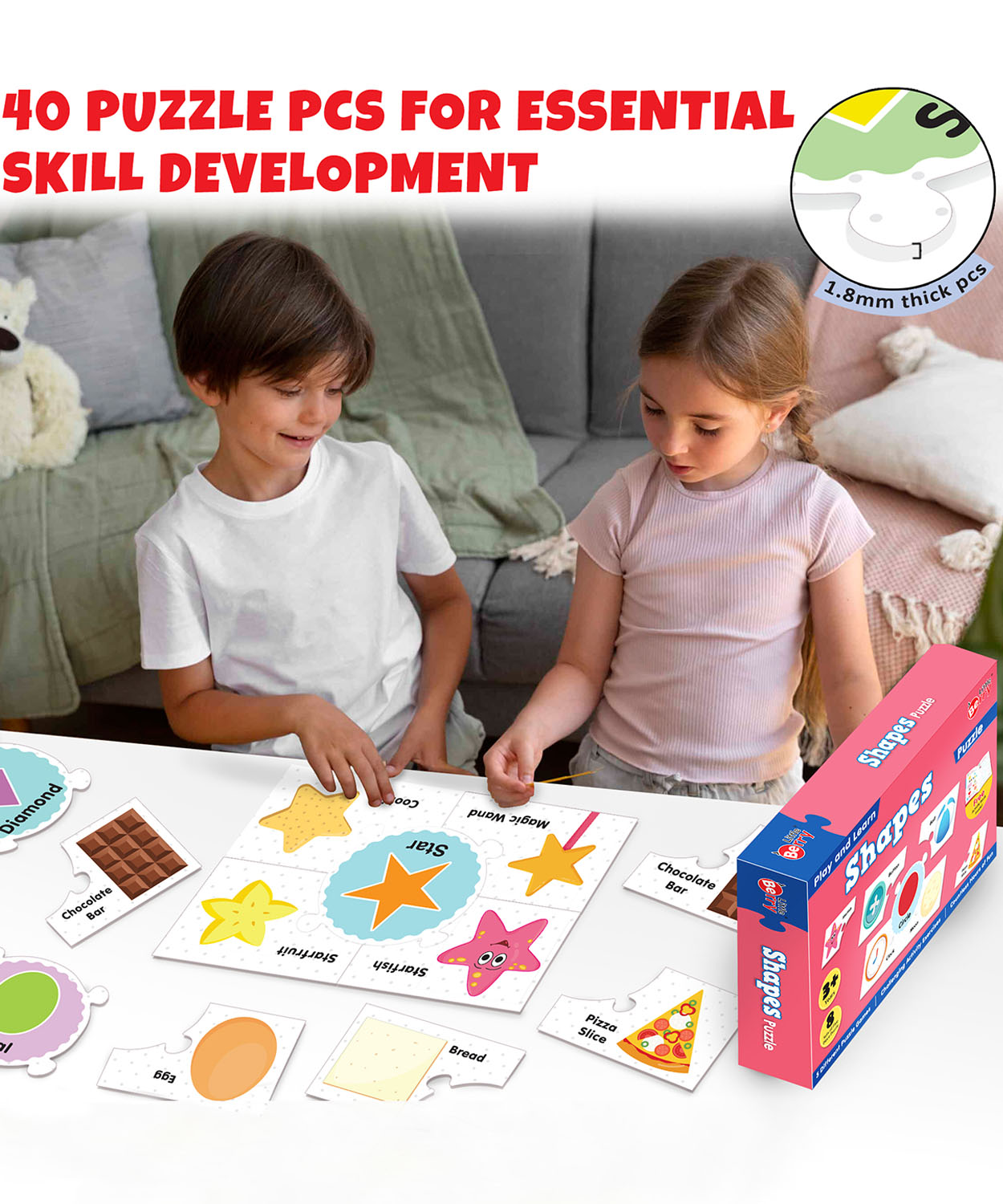 Shapes Play & Learn Puzzle With Activity Book - 40 Pcs