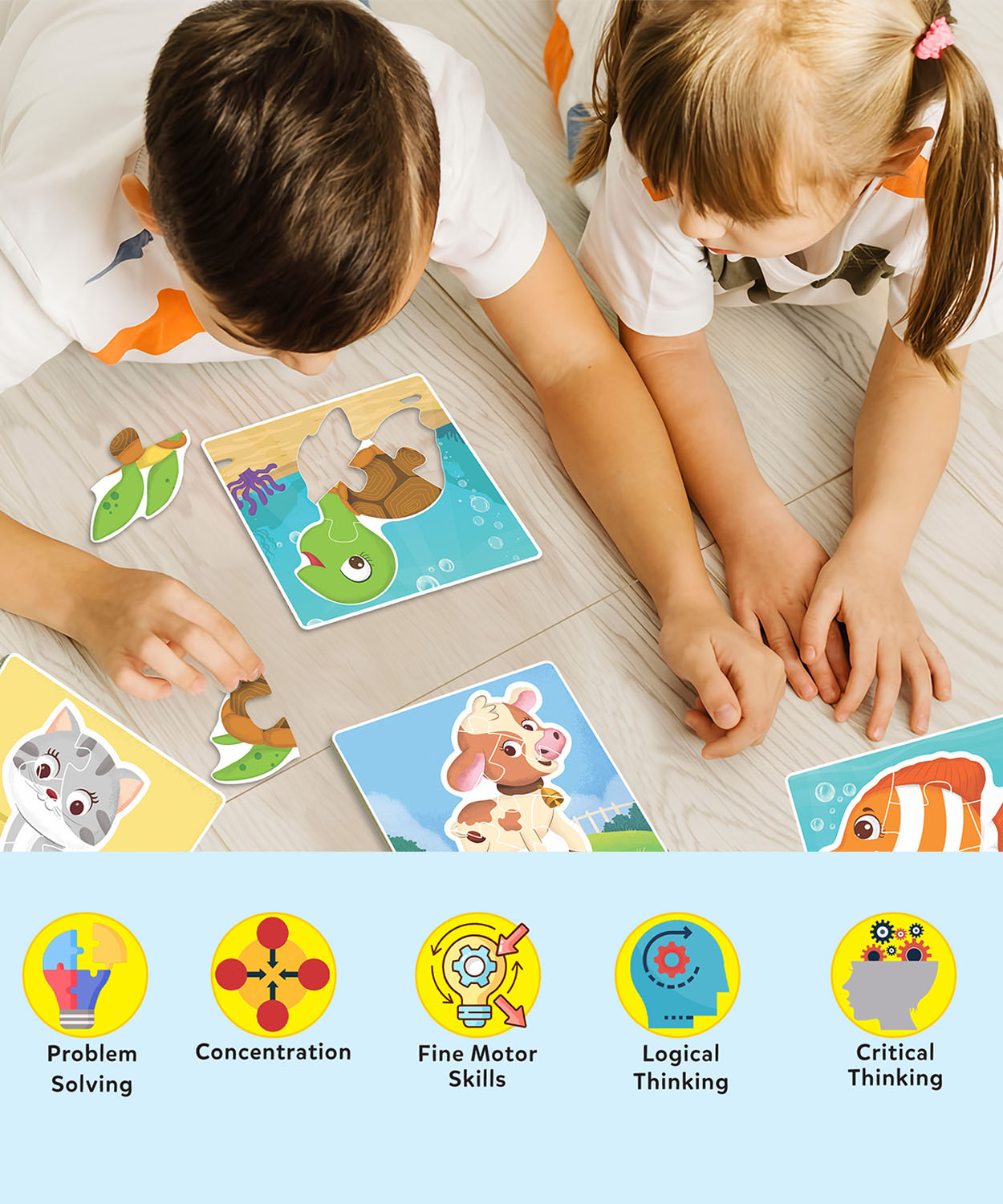 Baby Animals And Ocean Animals- 15 Puzzle Pcs Each, Set Of 2