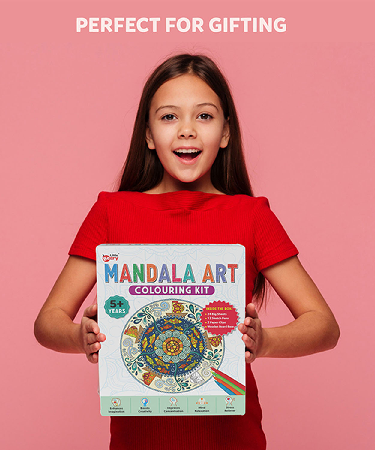 Art Colouring Kit With 24 Big Sheets And 12 Sketch Pens