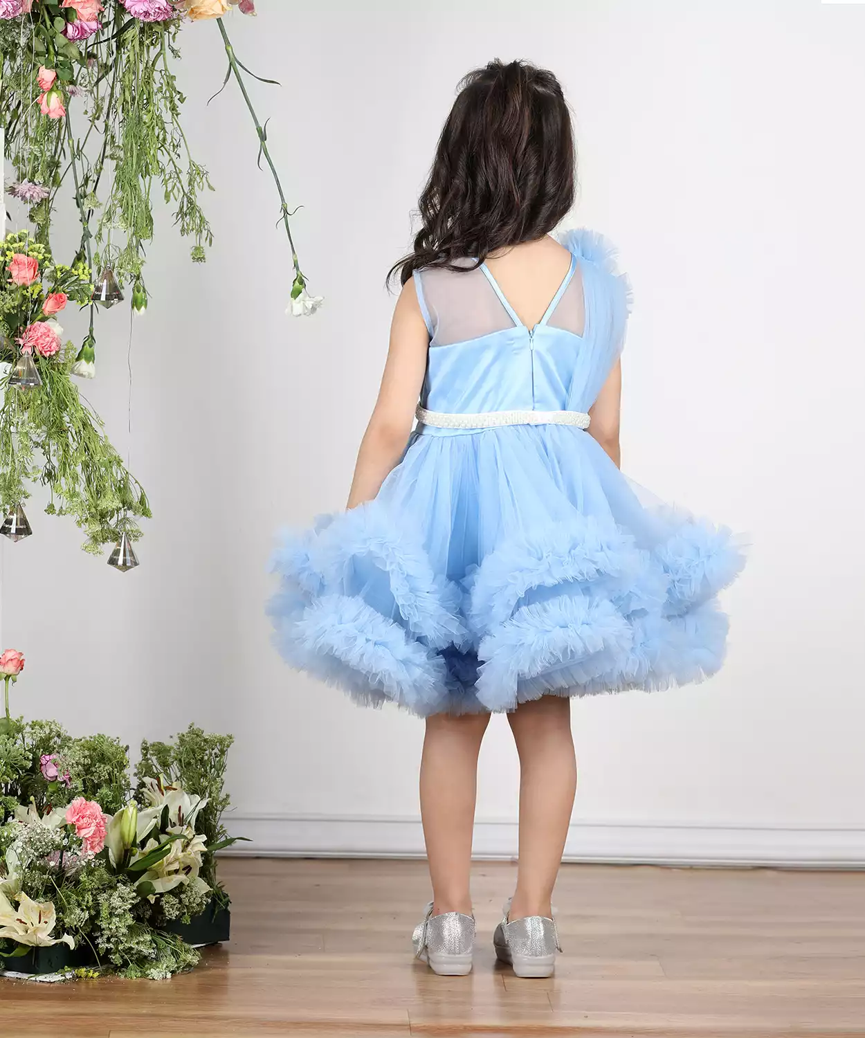 Dress With Tulles Asnd Pearl Belt