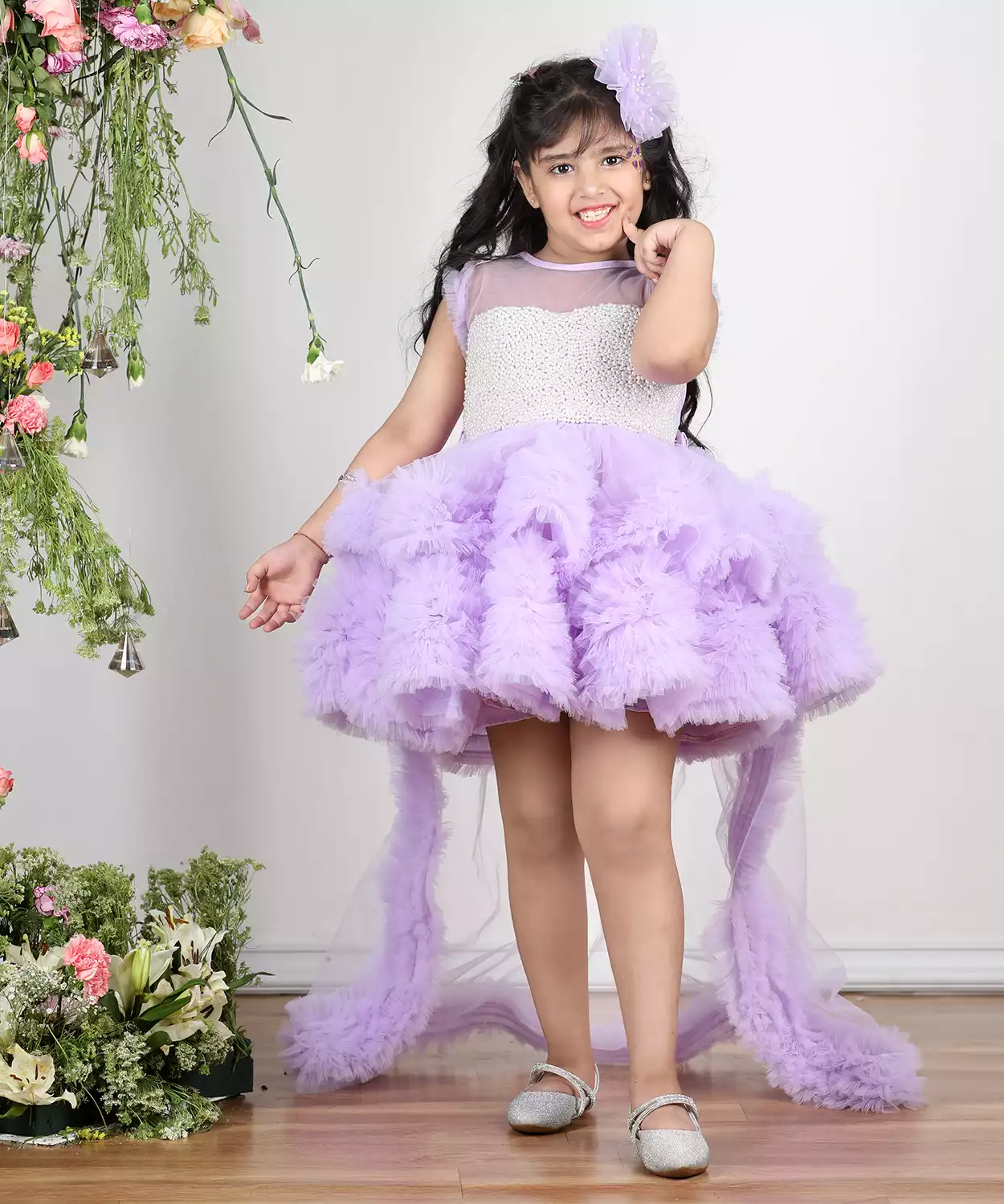 Pearl Embroidered Yoke With Net Tulles Dress