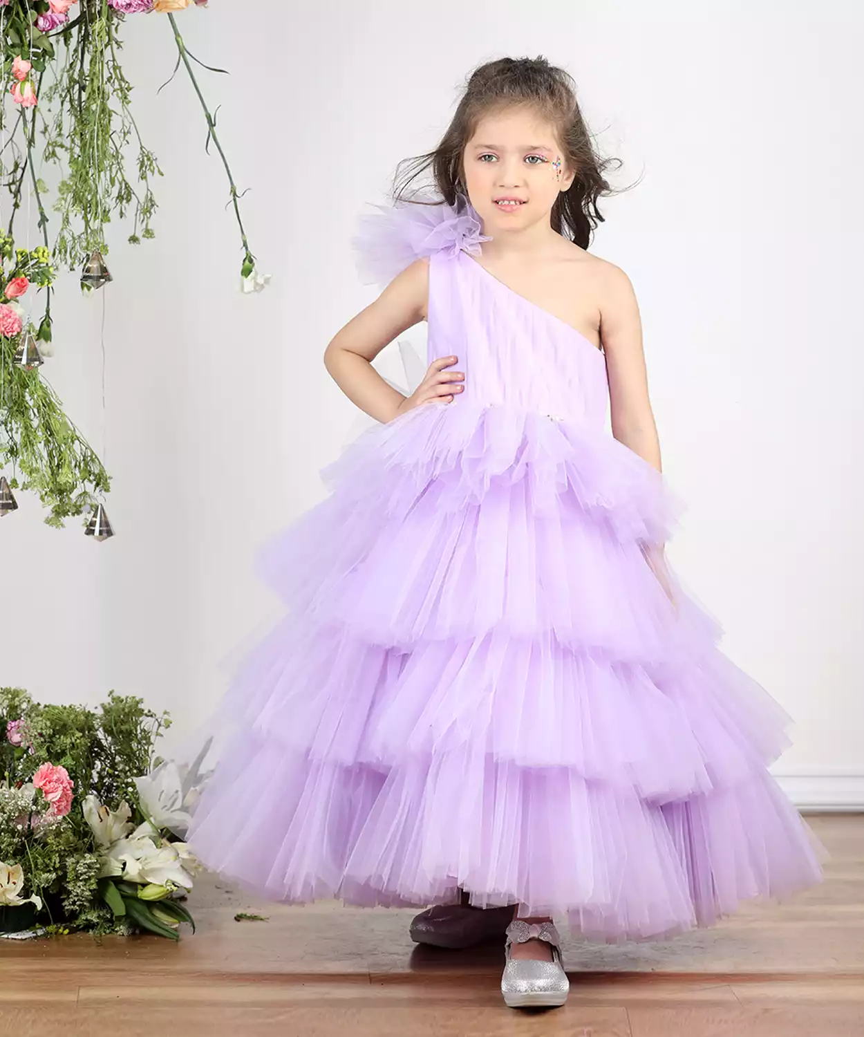 Off Shoulder Gown With Net Detailing