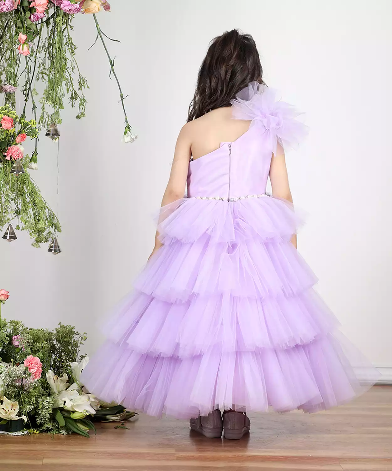 Off Shoulder Gown With Net Detailing