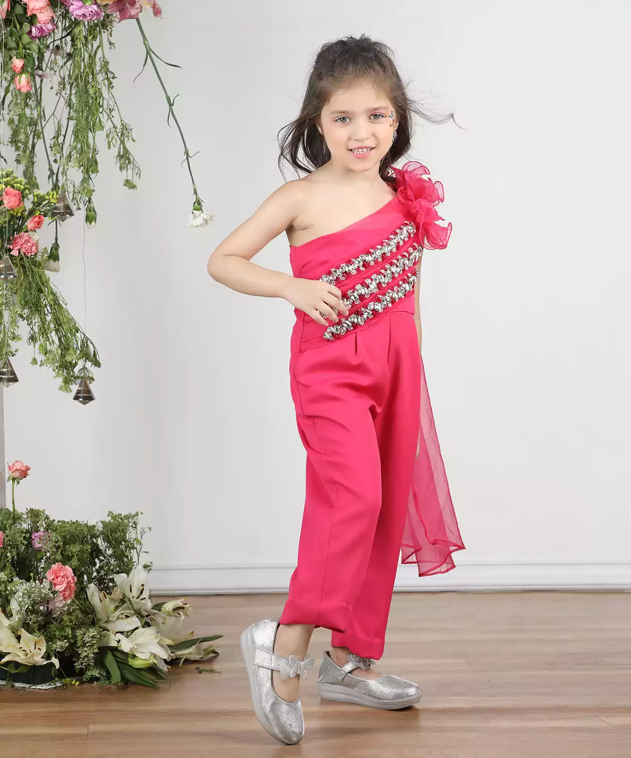 Off Shoulder Jumpsuit With Attach Draoe