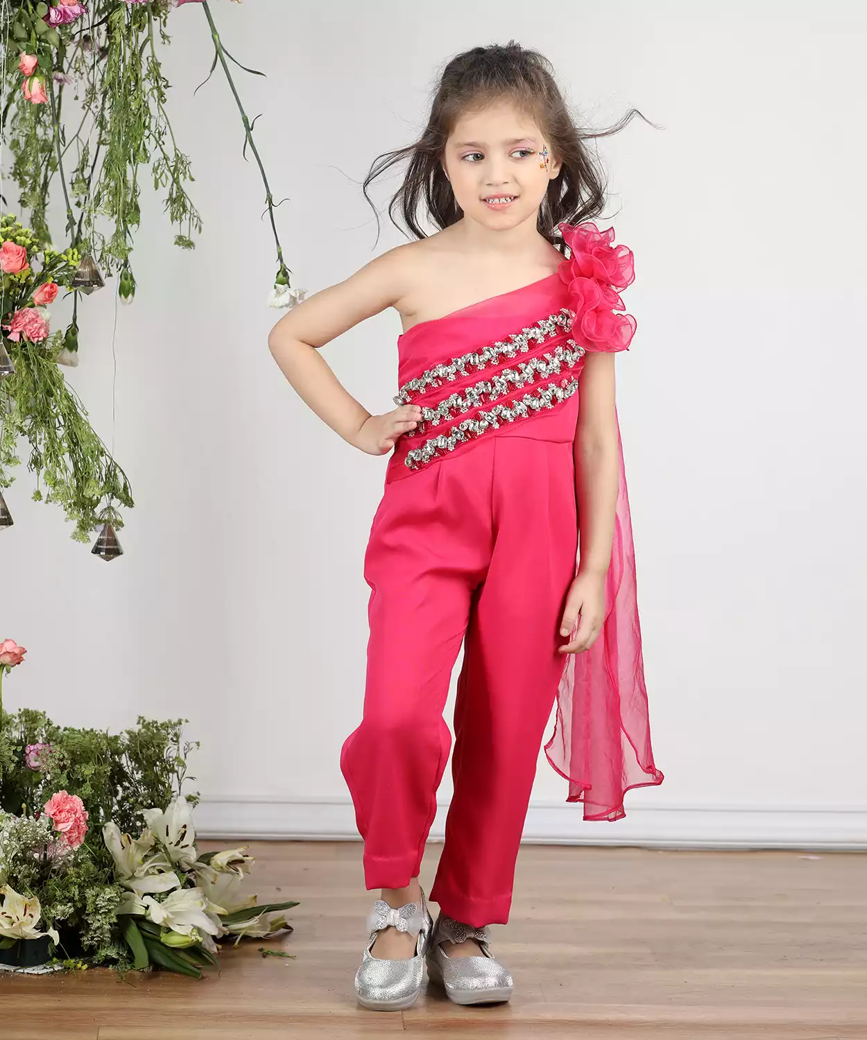 Off Shoulder Jumpsuit With Attach Draoe