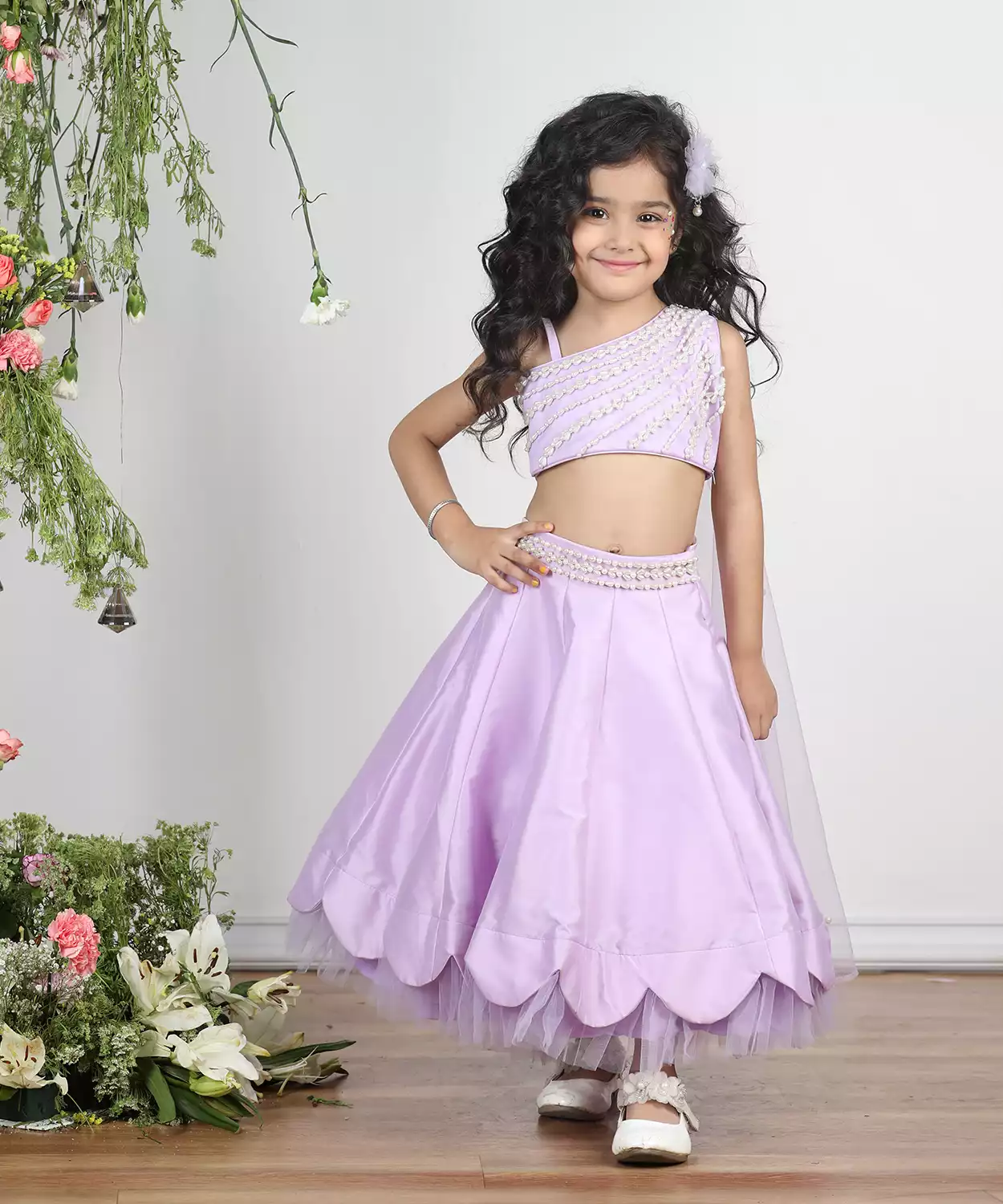 Blouse With Scalloped Lehanga Set