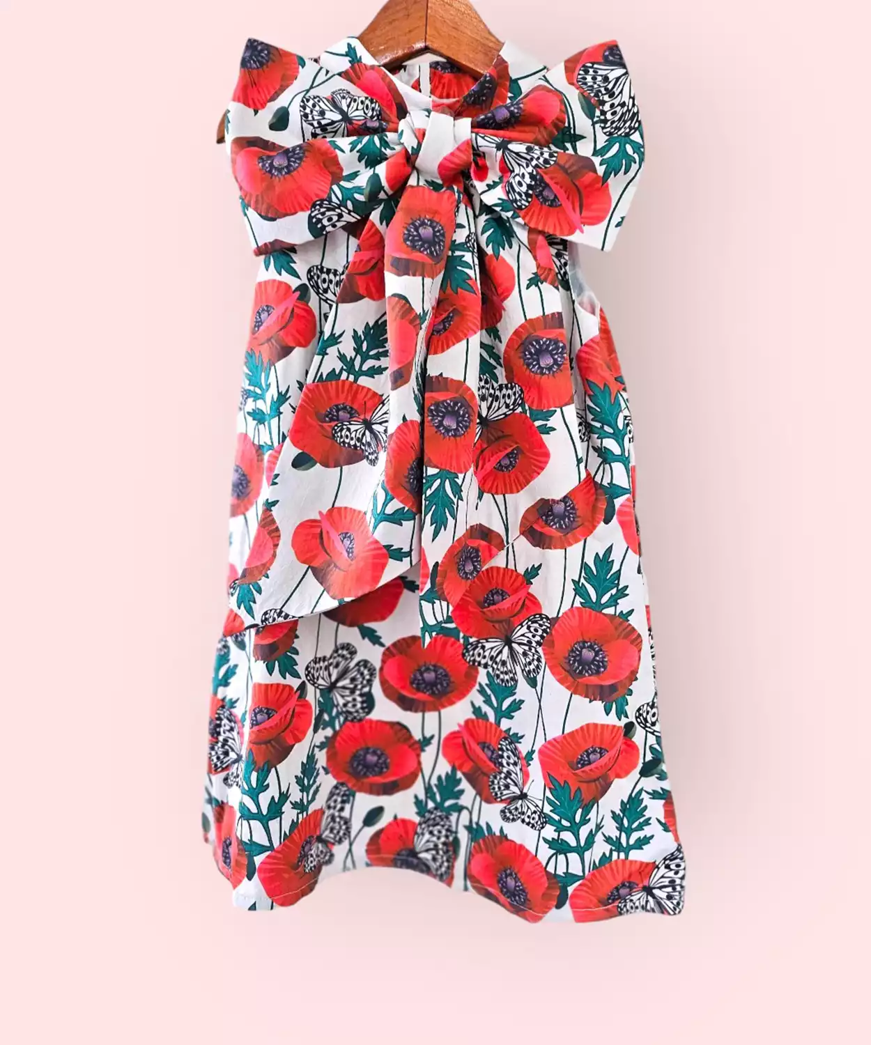 Poppy Bloom Bow Floral Cotton Dress