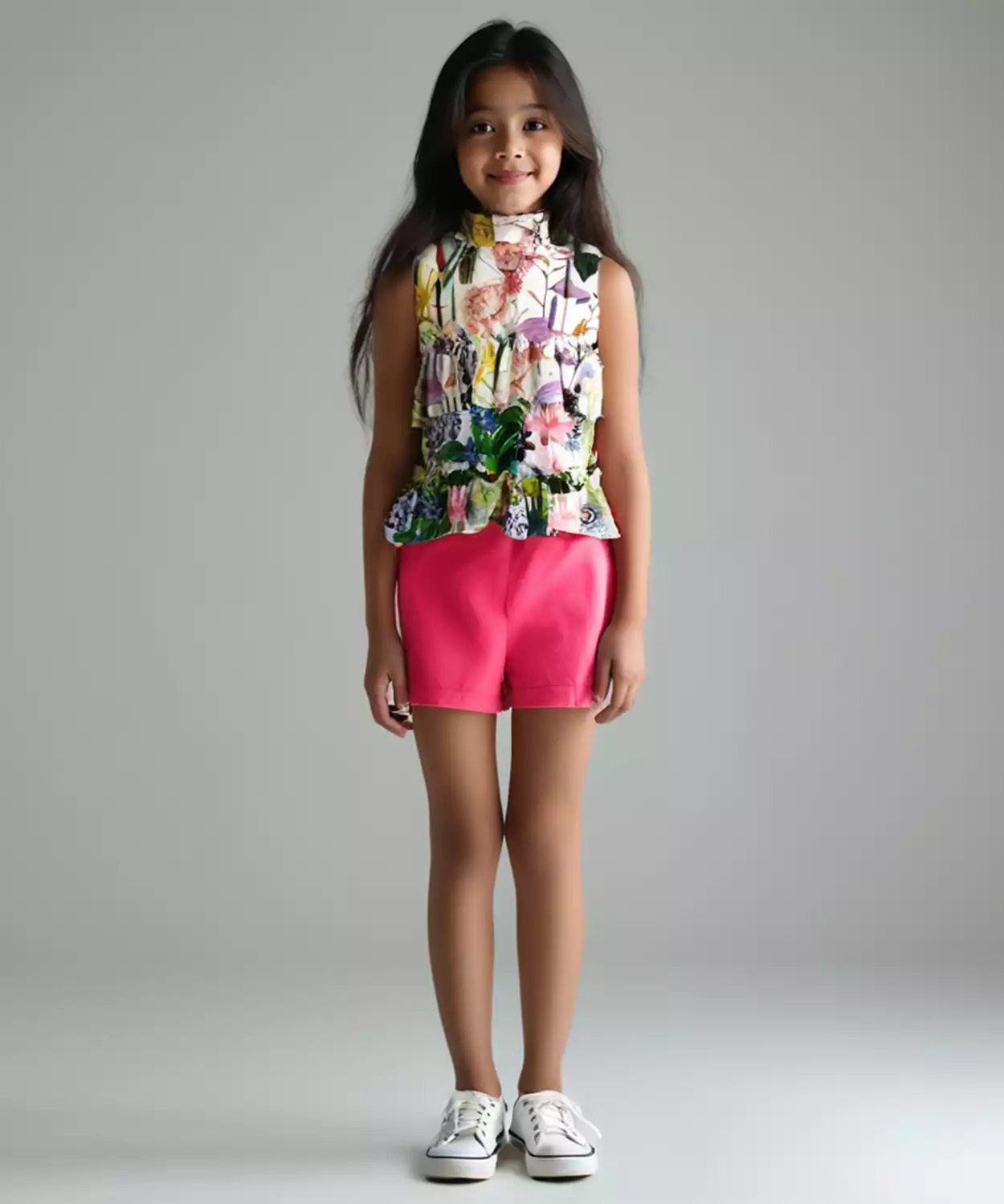 Floral Ruffle Cotton Top & Shorts Set