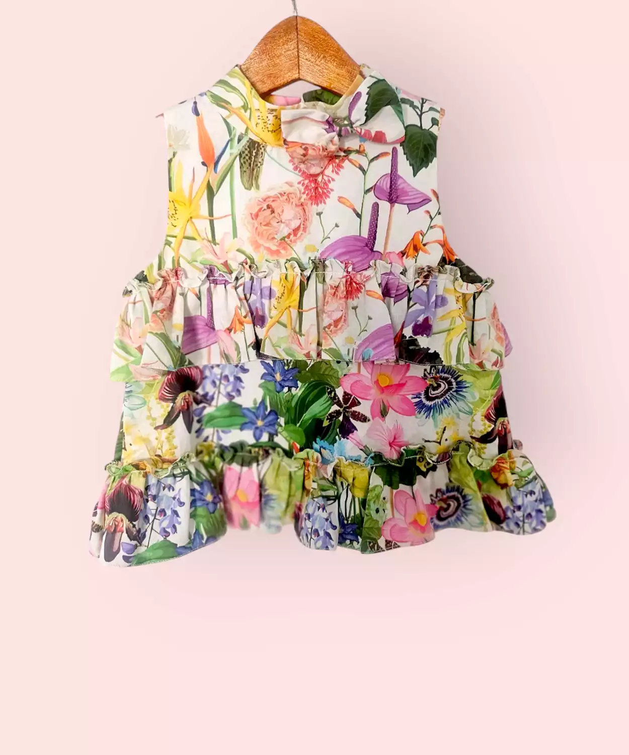 Tropical Tiered Ruffle Floral cotton Top