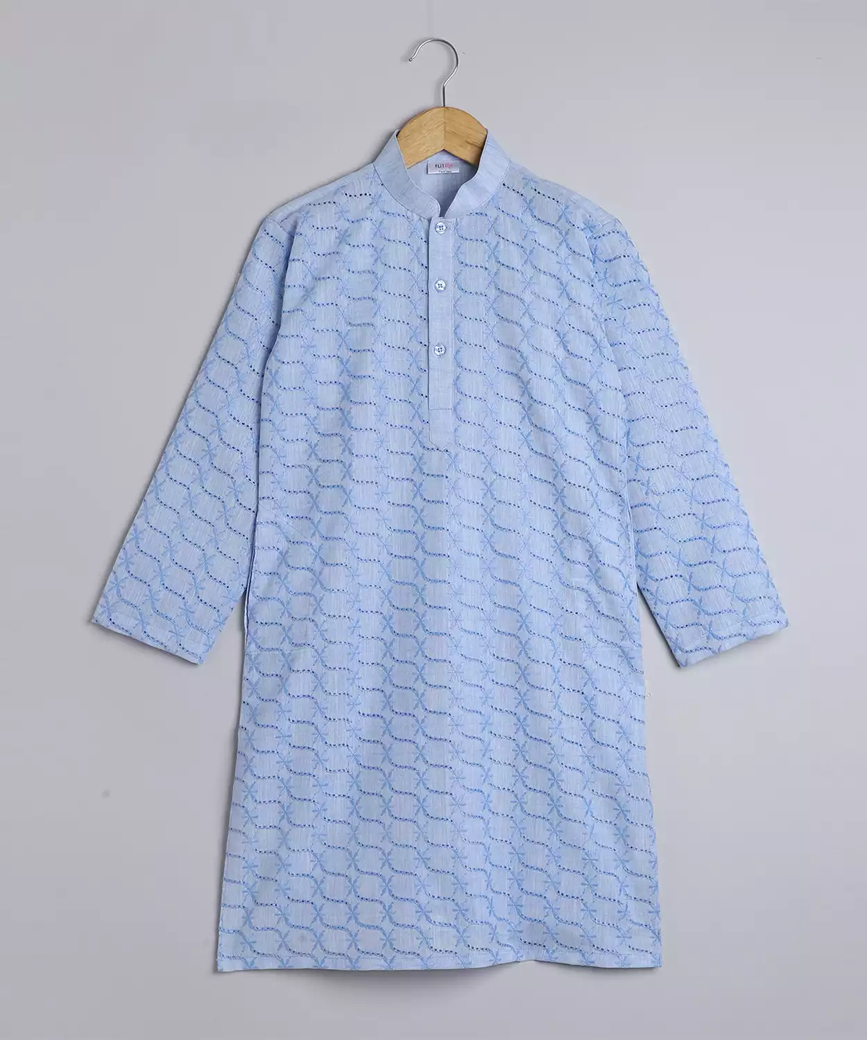 Light Blue Embroidered Kurta Churidar Set