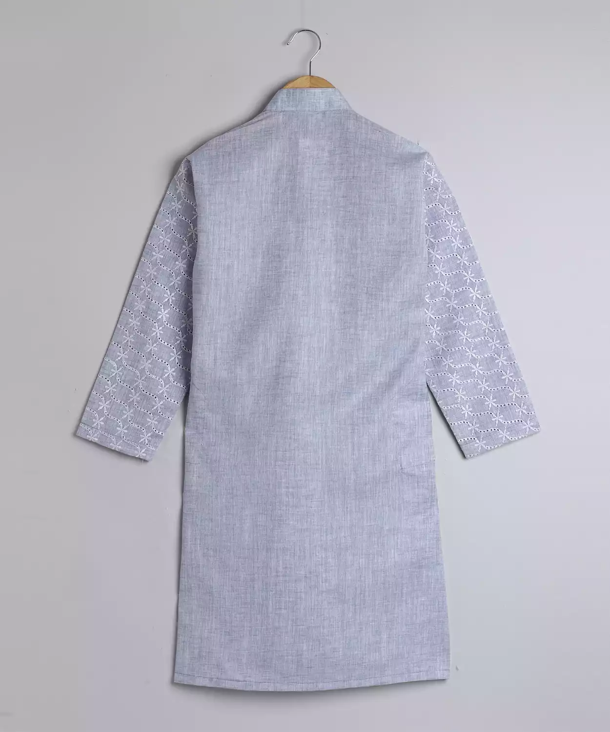 Light Grey Embroidered Kurta Churidar Set