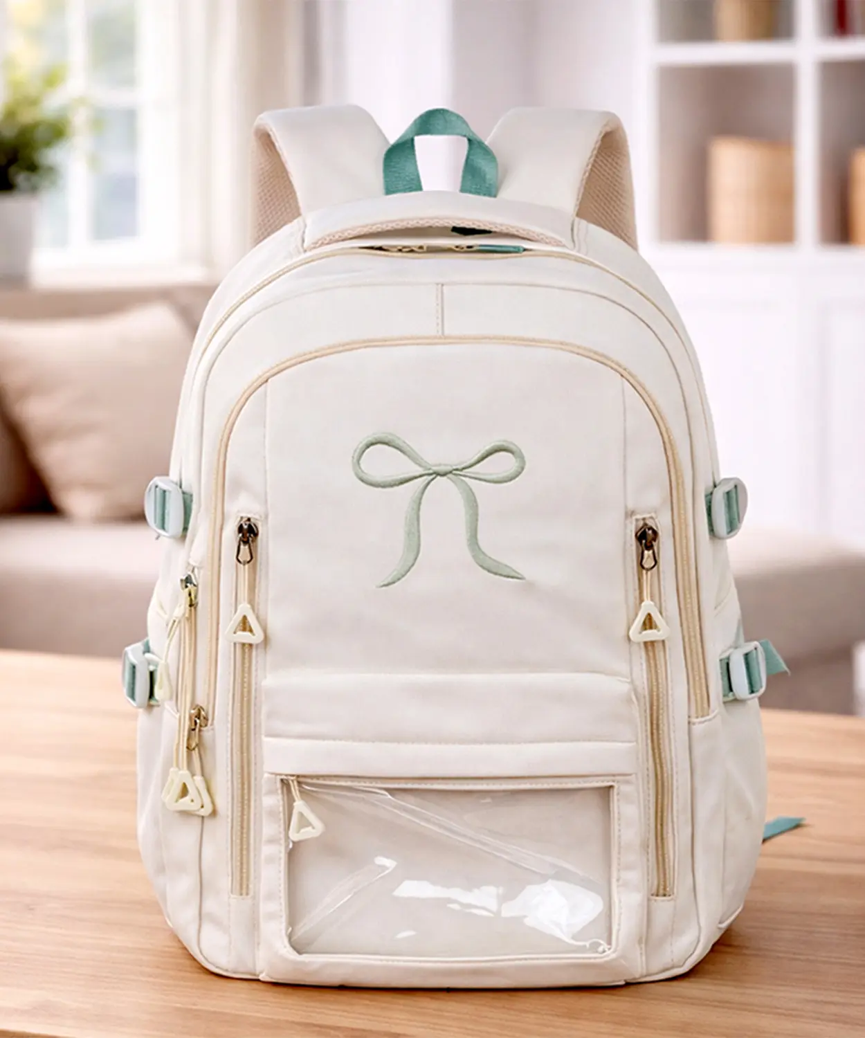 Ivory Bow Multi-Pocket School Backpack