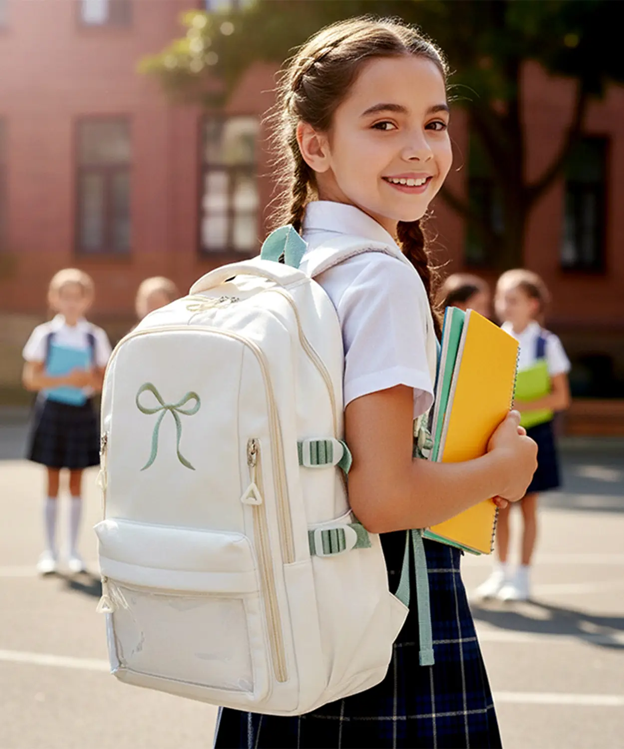 Ivory Bow Multi-Pocket School Backpack