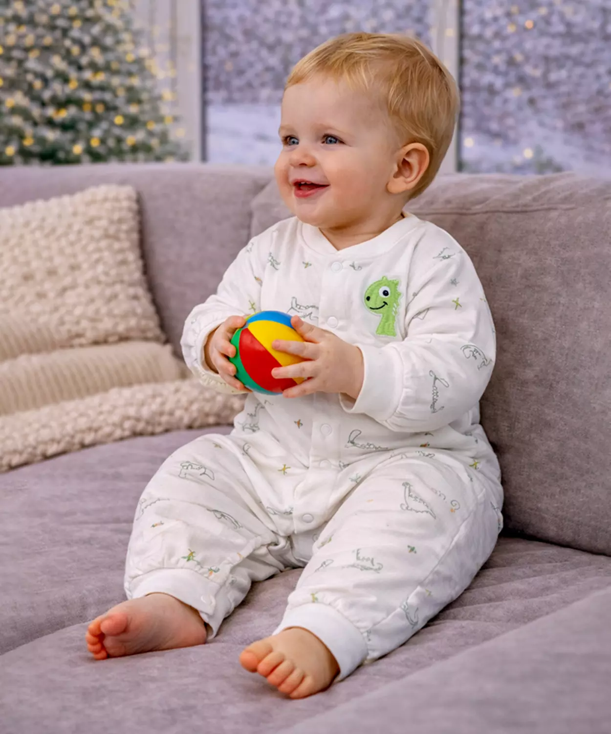 Green Smiley Dino Full Sleeves Jumpsuit Hoodie Romper