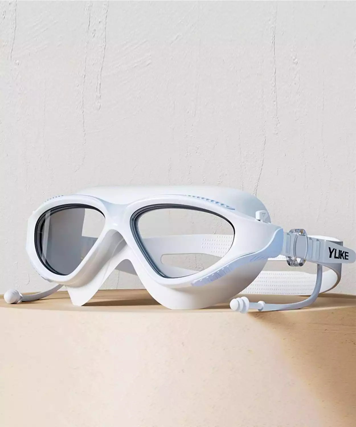 White With Light Blue Clip Style  Anti Fog Uv Protection Leakproof Design Swim Goggles