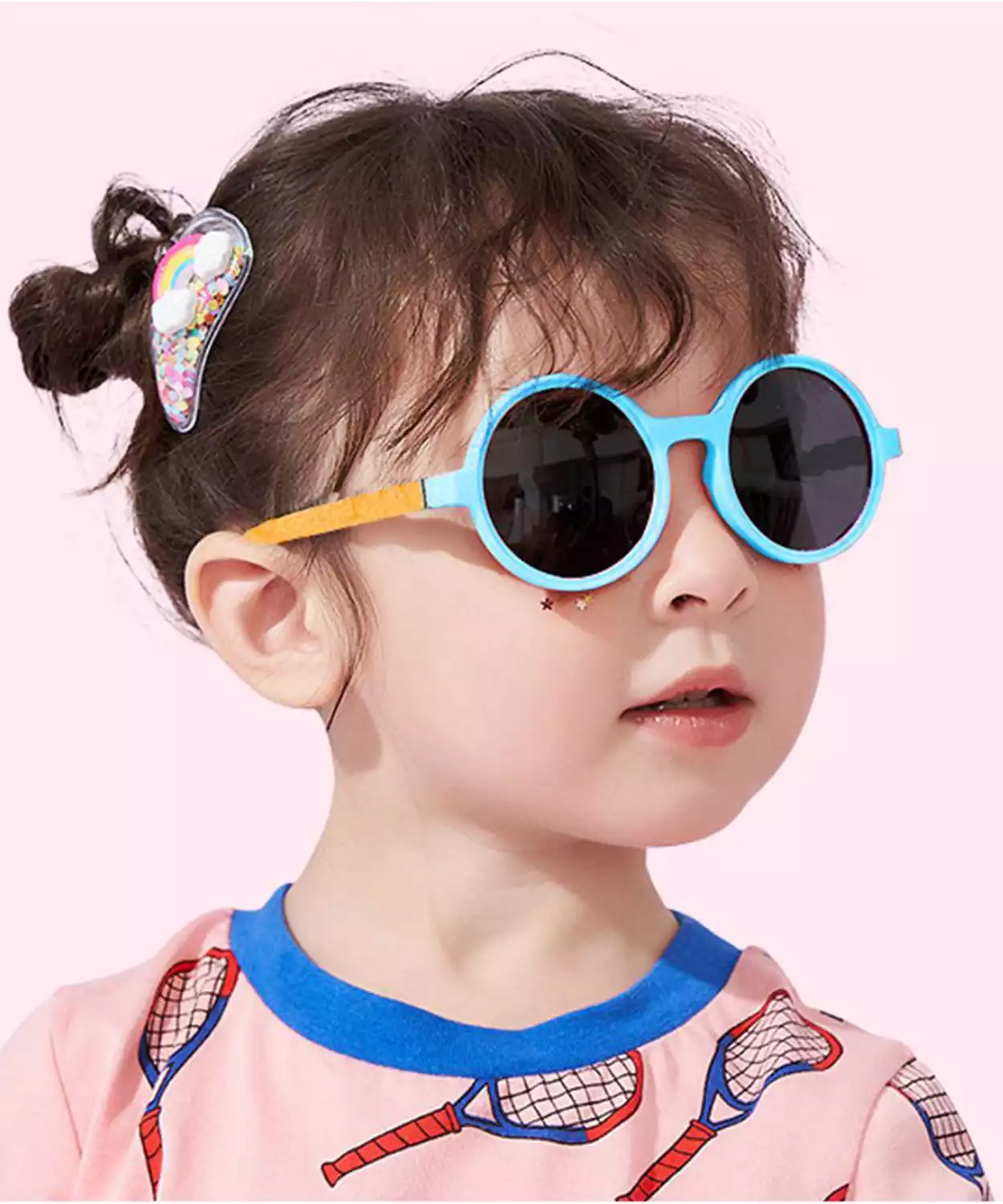 Blue Frame with Orange Arms, Anti Ultraviolet Unisex Sunglasses