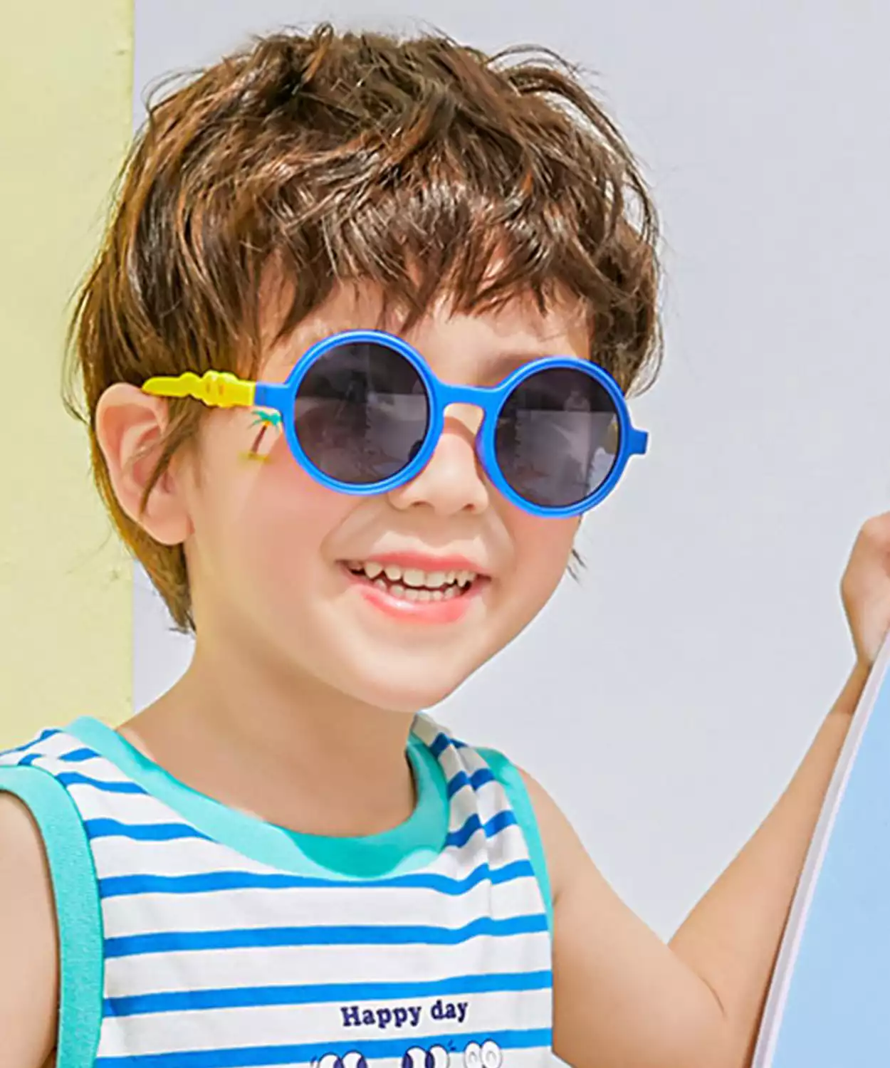 Blue Frame with Yellow Arms, Anti Ultraviolet Unisex Sunglasses
