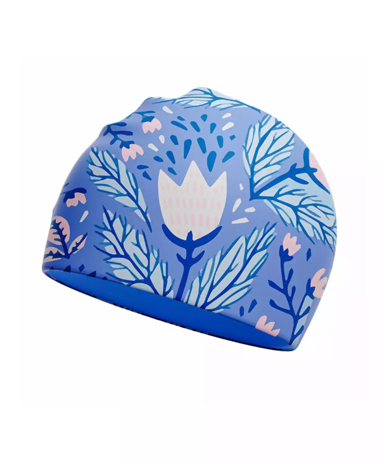 Blue Leaf & Bloom theme Swimming Cap