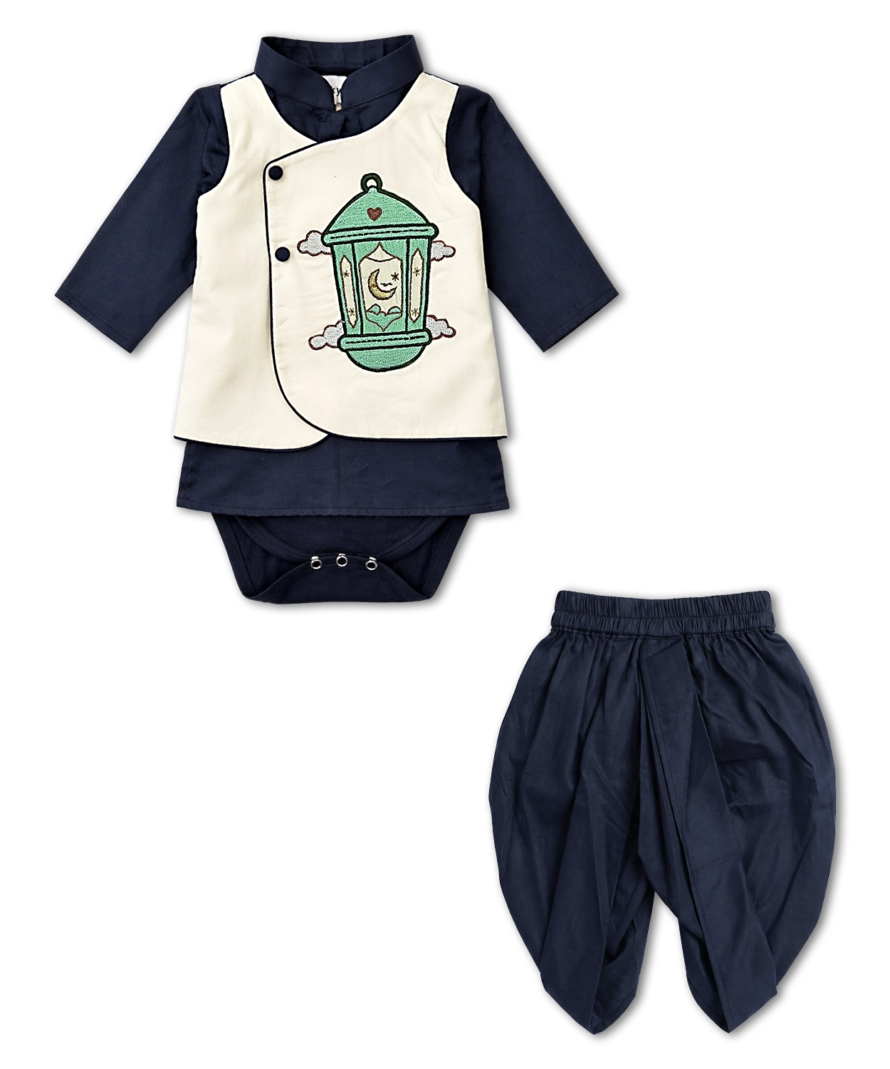 Little Fanoos Ramadan Kurta Set – Blue & Cream