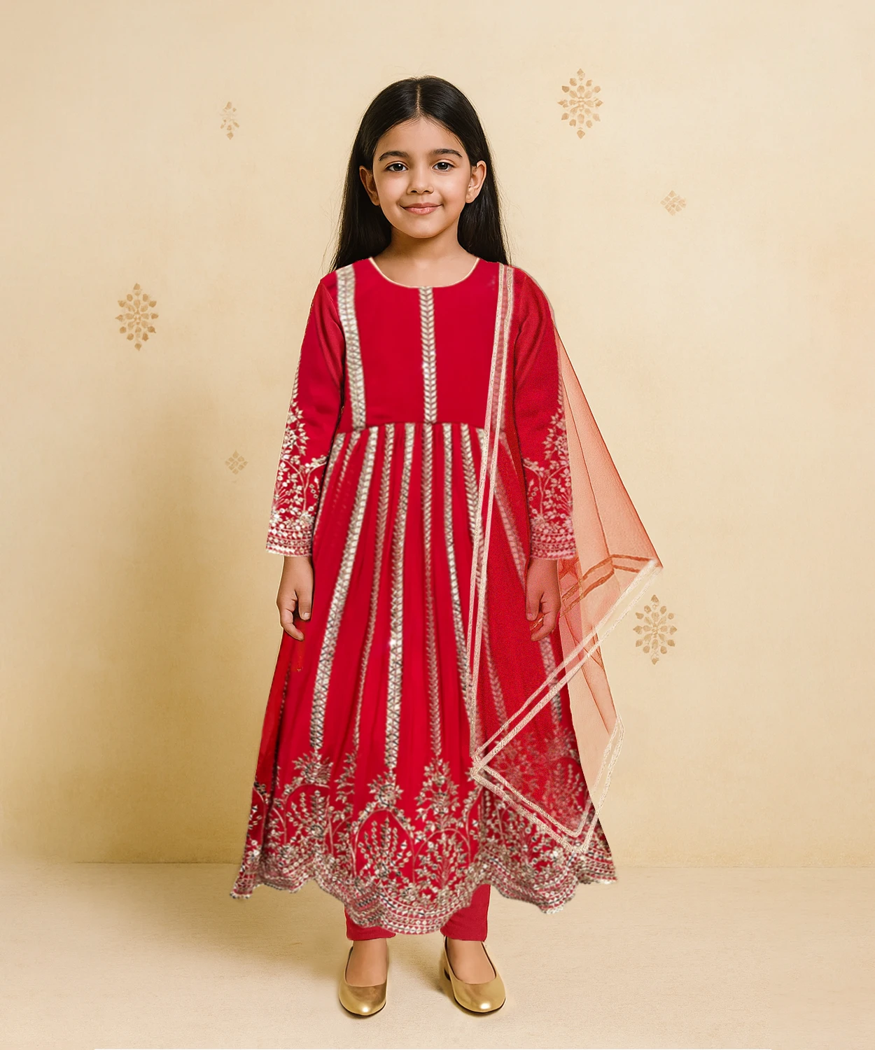 Embroidered Anarkali Set For Girl