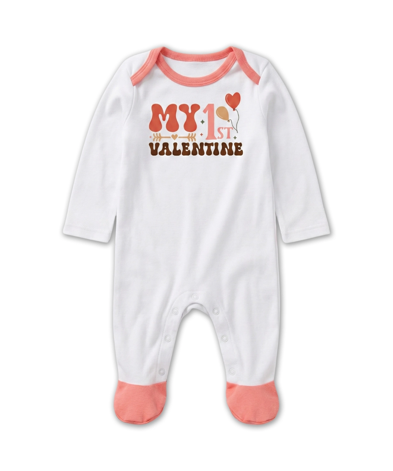 My 1st Valentine's day White Printed Romper