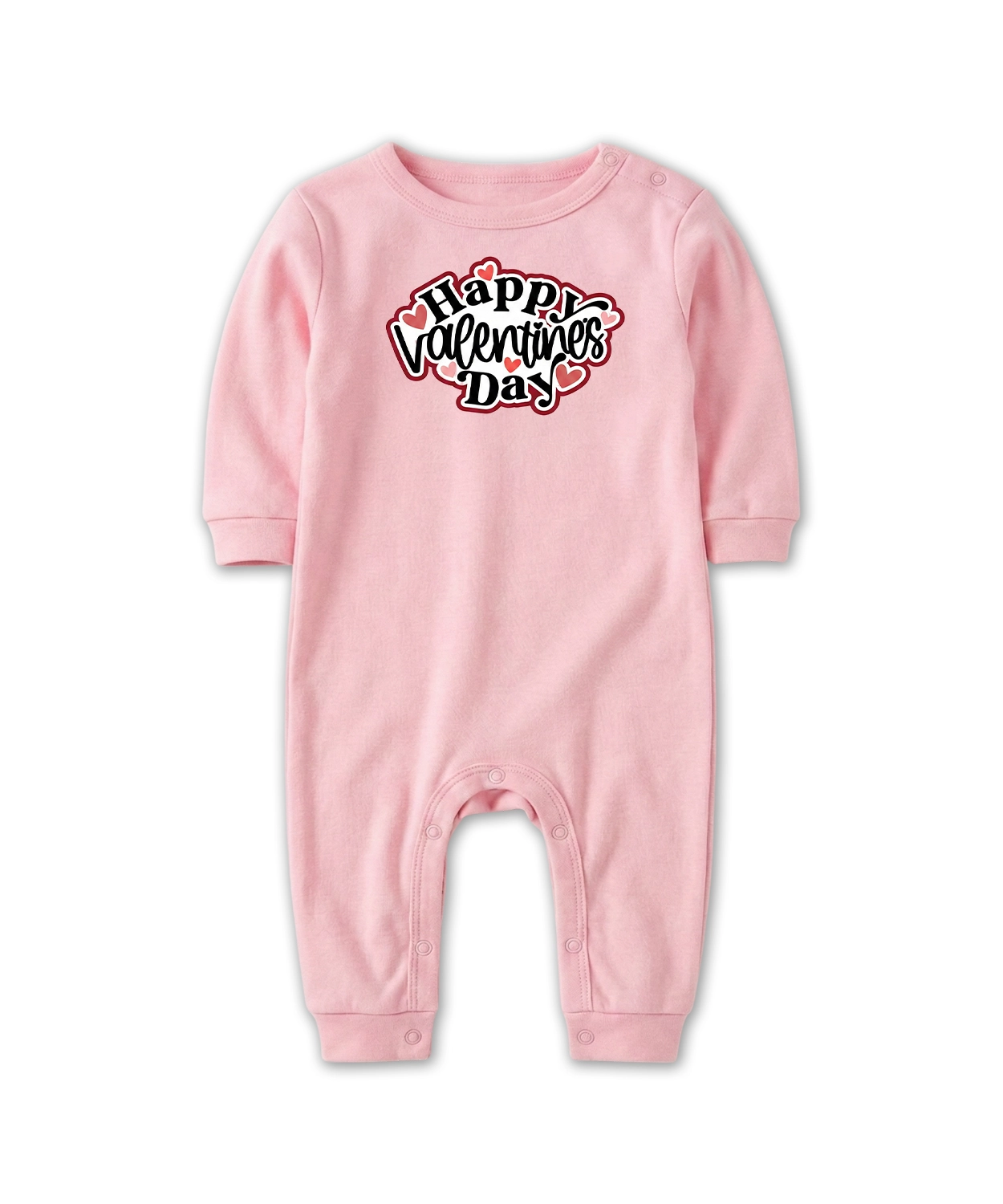 Happy Valentine's Day Printed Pink Romper