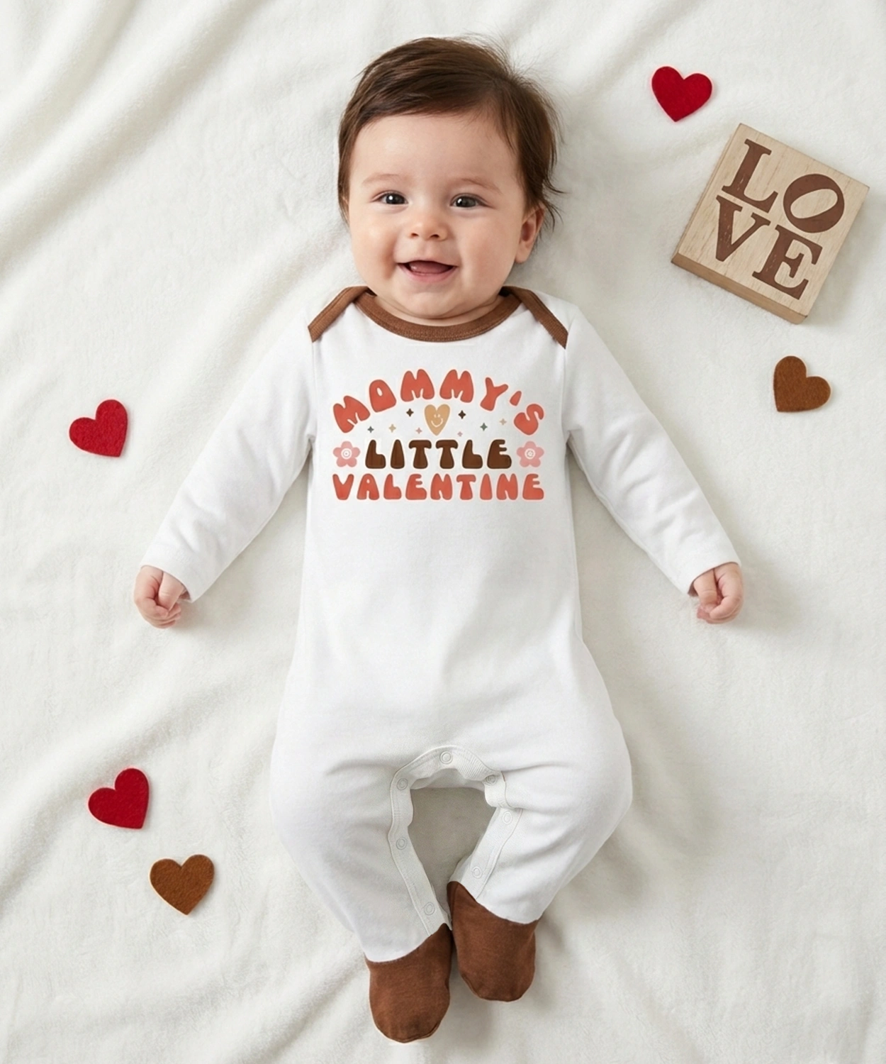 Mommy's Little Valentine Printed Romper