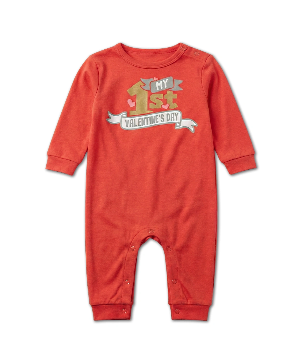 My 1st Valentine's day Red Printed Romper