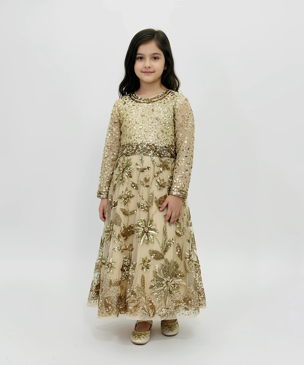 Hand Work Embroided Gown For Girl