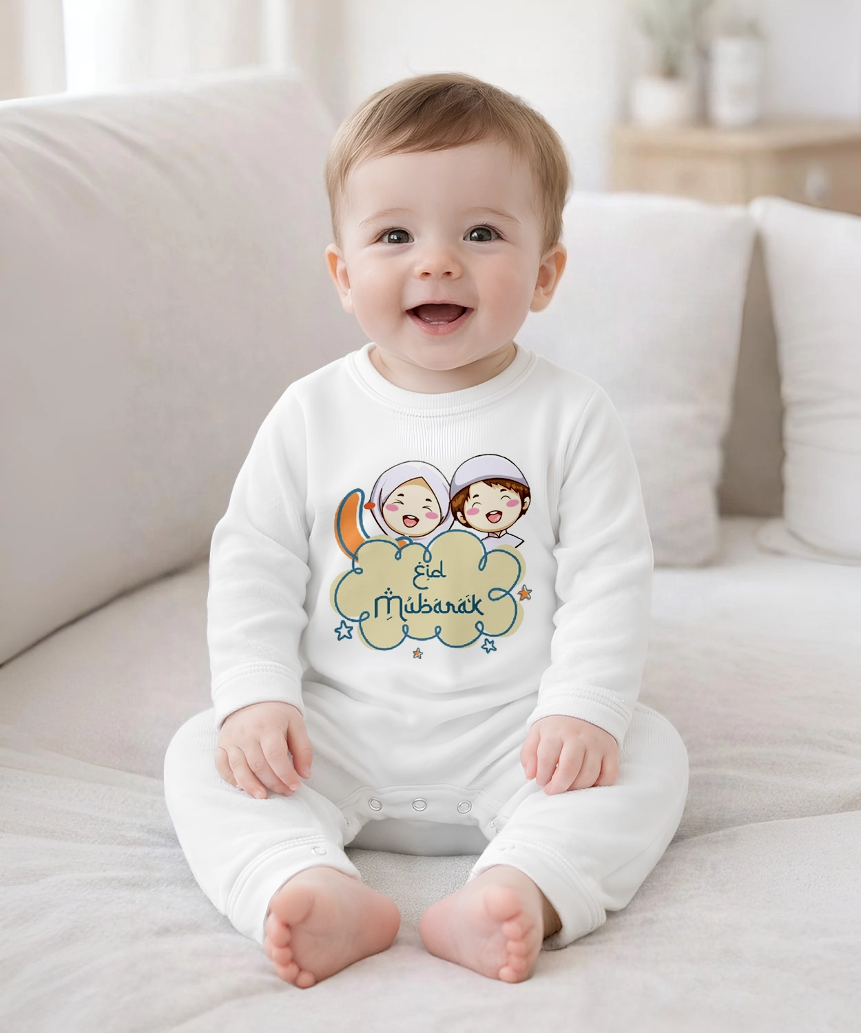 Eid Mubarak Cute Baby Printed Romper