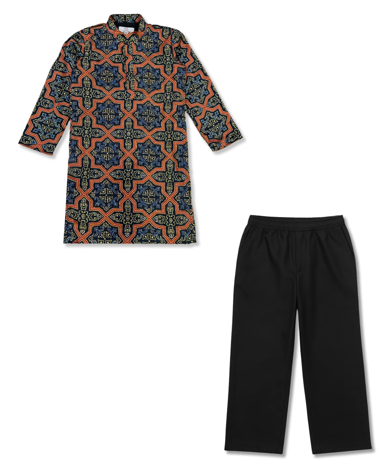 Hand Work Printed Kurta Set For Boy