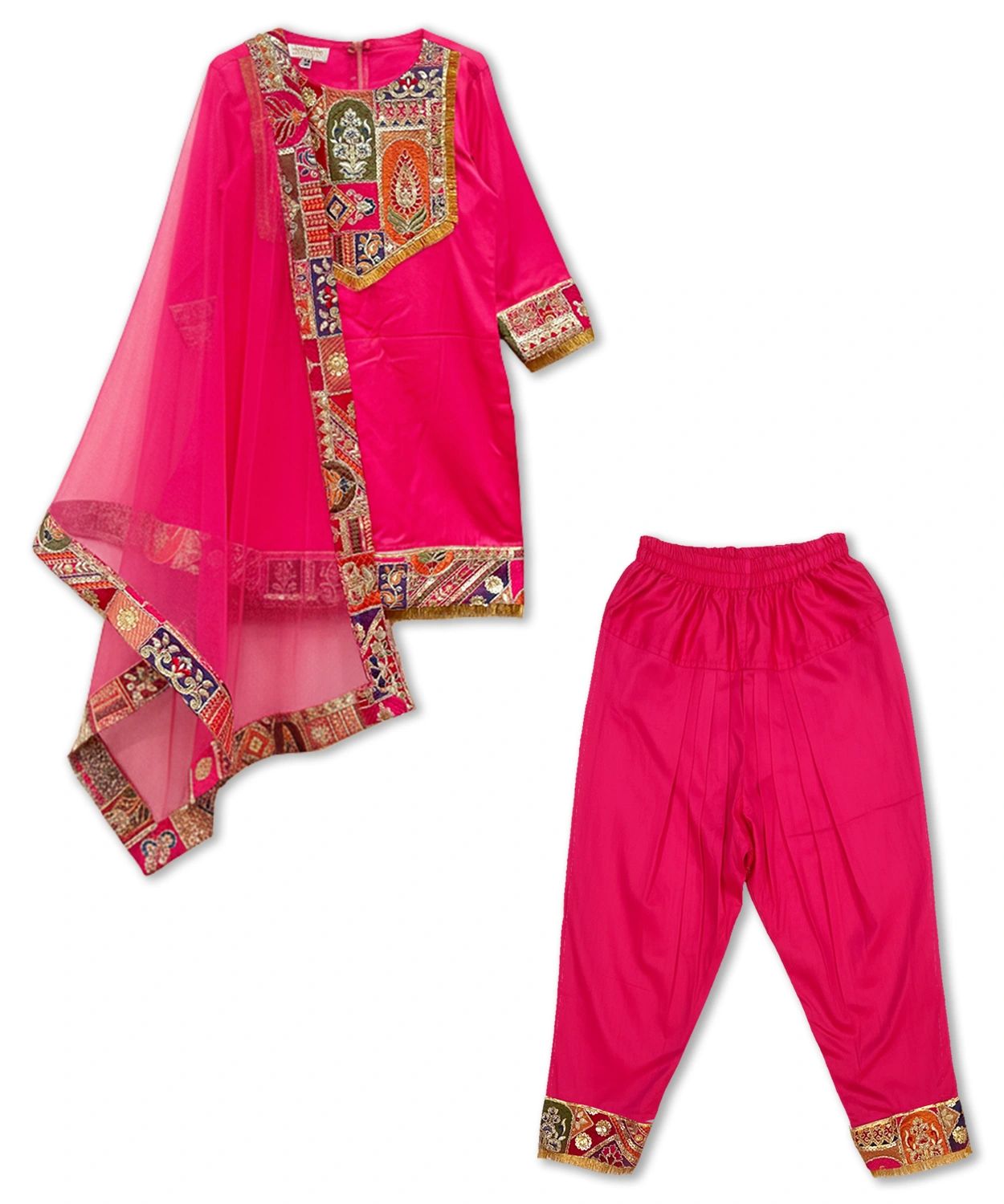 Embroidered Yoke Suit Set for Girls