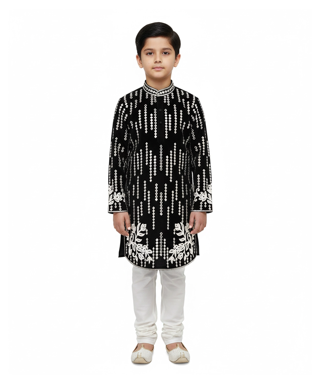 Mirror Thread Embroidery Kurta Set For Boy