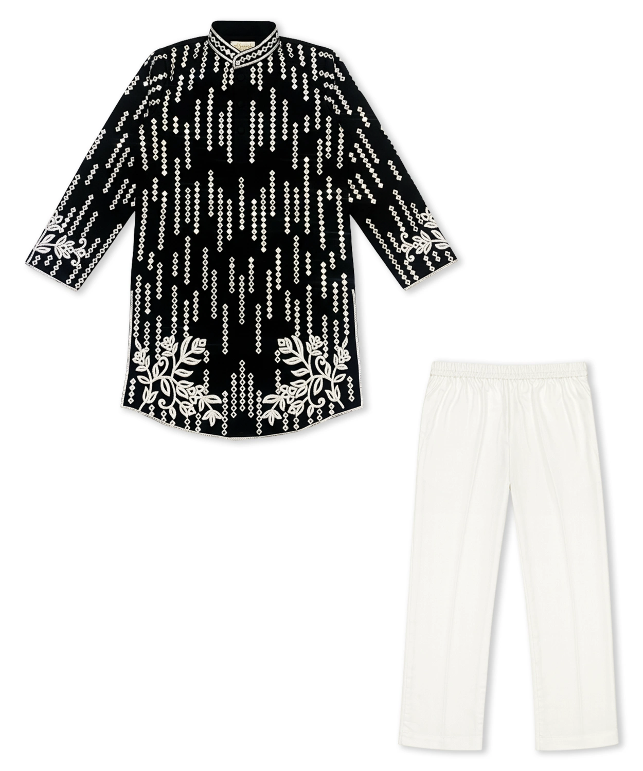 Mirror Thread Embroidery Kurta Set For Boy