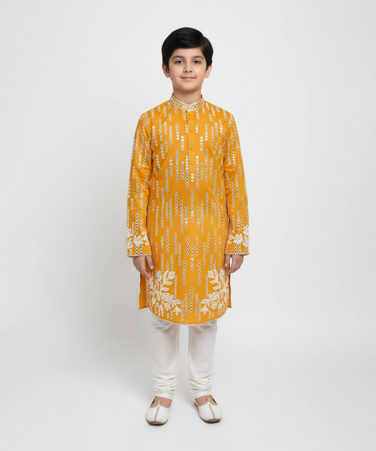 Mirror Thread Embroidery Kurta Set For Boy